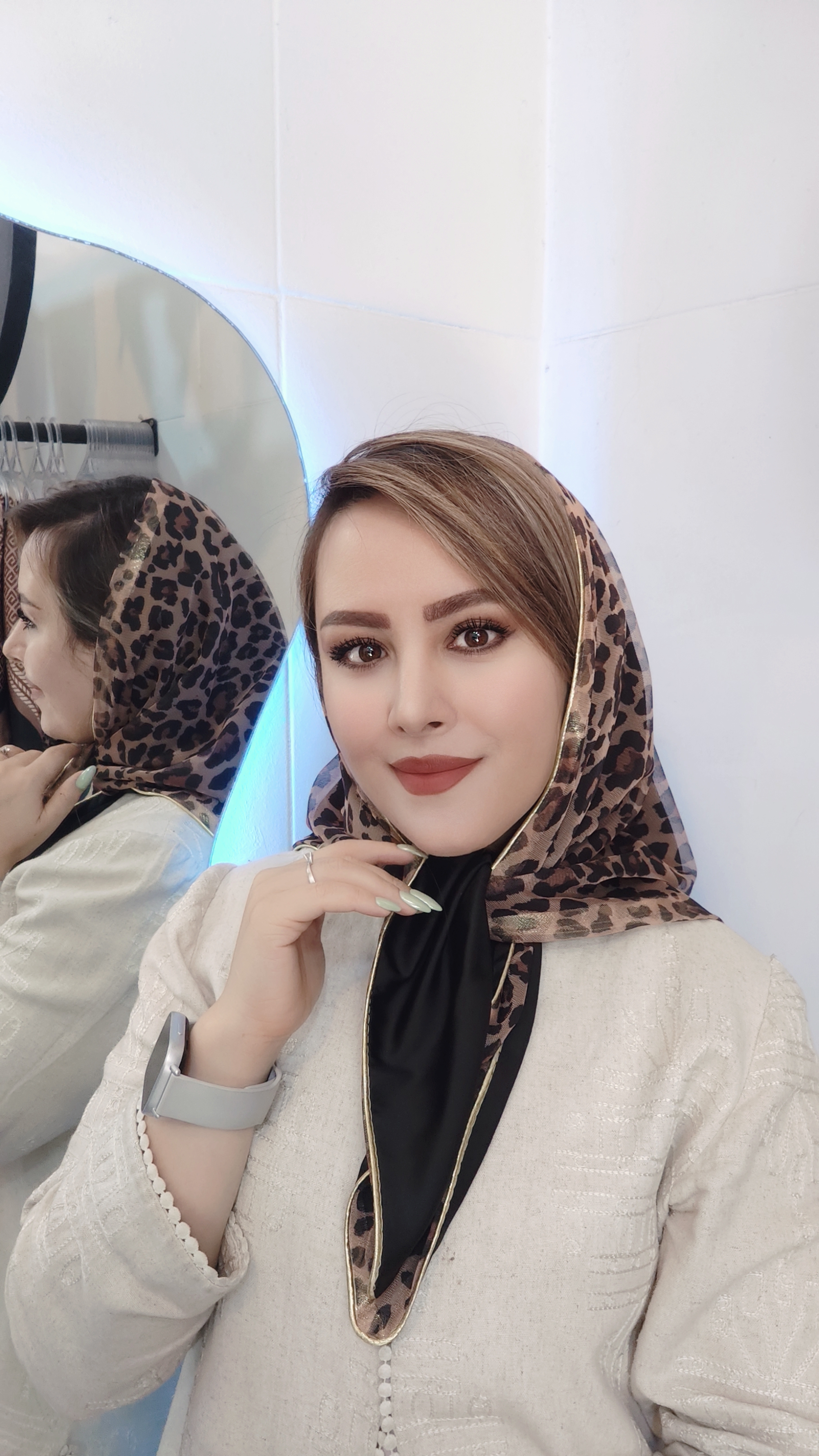 روسری سه گوش دو رویه پلنگی مزونی